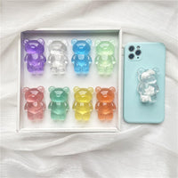 Korean Ins Style Transparent Bear Airbag Phone Stand with Cloud Design, Expandable Grip for Portable Viewing