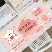 Cartoon Bear Large Desk Mat for Office and Gaming, Cute Keyboard and Mouse Pad, Desktop Protector for Girls