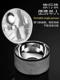 Portable 304 Stainless Steel Bowl and Cutlery Set for Travel, Outdoor, Kids, and Students
