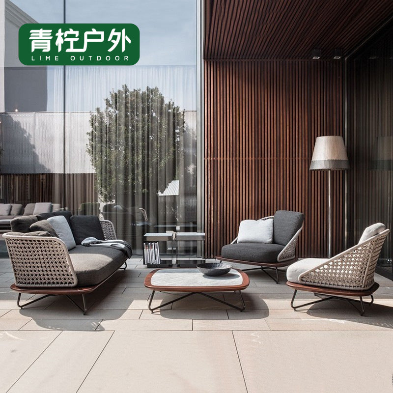 Outdoor Wicker Patio Sofa Set for Garden, Balcony, Villa, Hotel, and Commercial Spaces