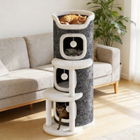 Multi-Layer Vertical Cat Tree with Scratching Board and Cozy Hideaway