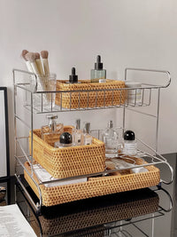Stainless Steel Countertop Storage Rack Multi-layer Organizer for Cosmetics Snacks Cups