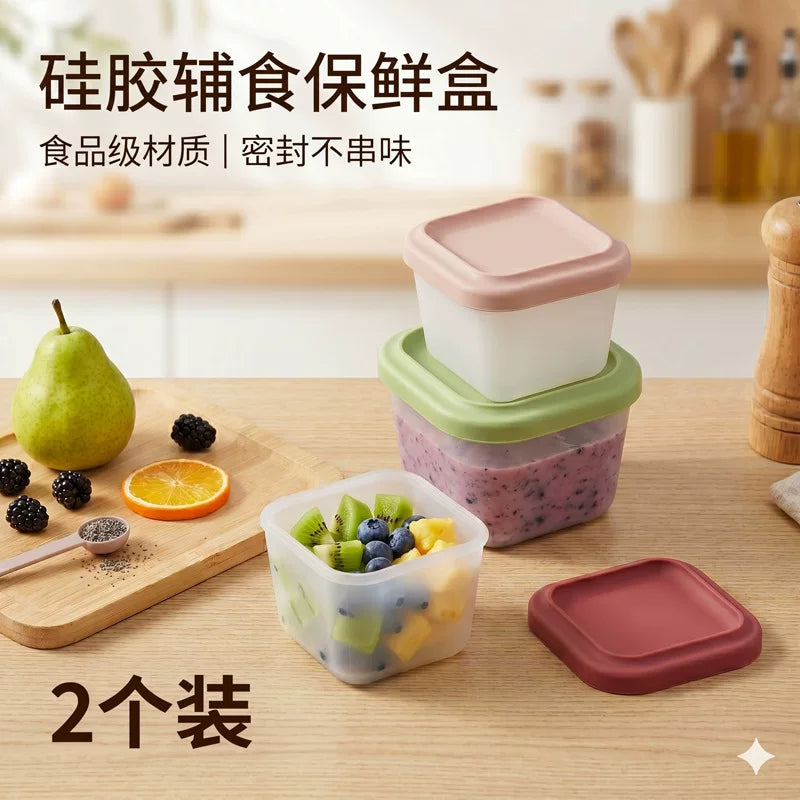 Food Grade Silicone Baby Food Storage Container with Lid - Freezer, Steam, Microwave Safe