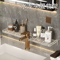 Acrylic Faucet Storage Rack for Bathroom Sink Wall-Mounted No-Drill Organizer