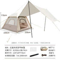 Automatic Inflatable Camping Tent with Windproof Overnight Tarp, 2-in-1 All-Season Waterproof Shelter