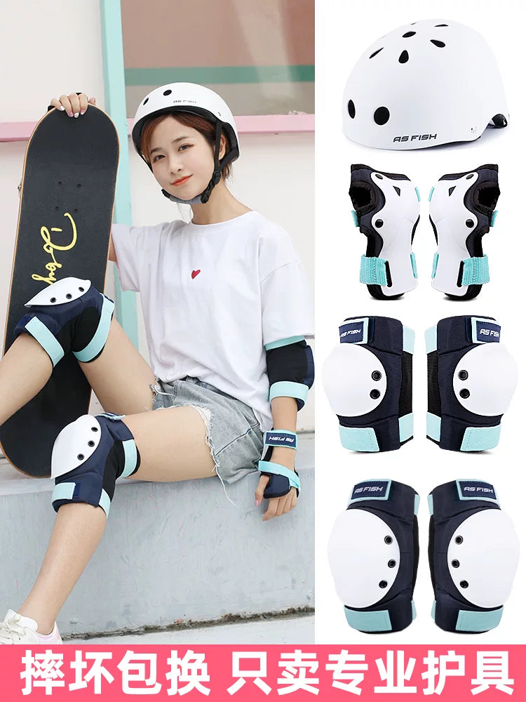 Skateboard Protective Gear Set for Adults and Kids - Helmet, Knee Pads, Elbow Pads, Wrist Guards for Skating, Cycling, Scooter