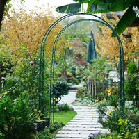 16-Tube Peacock Green Arch Trellis for Climbing Plants, Stainless Steel Legs, Easy Assembly Outdoor Iron Art Pergola