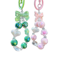 Creative Candy Color Beaded Keychain with Bow and Heart Charm for Bags