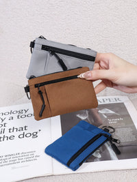 Canvas Coin Purse with Zipper and Keychain, Portable Mini Wallet for Sports and Everyday Use