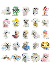 100 Pcs Maltese Dog Cartoon Stickers for Scrapbooking, Guitars, Helmets, Skateboards, Luggage, and Power Banks