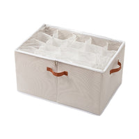 Foldable Fabric Shoe Storage Box with Clear Window for Sneakers and Leather Shoes