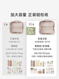 Lixu Portable Large Capacity Cosmetic Bag with Brush Holder, Travel Toiletry Organizer