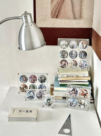 Acrylic Ripple Pattern Display Case for Badges and Cards, 3/4-Grid Dustproof Organizer for Anime Collectibles
