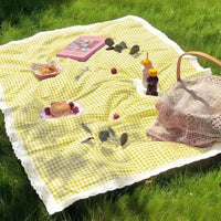 Yellow Plaid Picnic Mat Outdoor Camping Ground Mat Moisture-proof Thickened Fabric Pad
