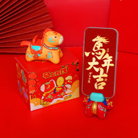 Year of the Horse Desktop Phone Holder Ornament with Money Bag Design, Lucky Charm Gift