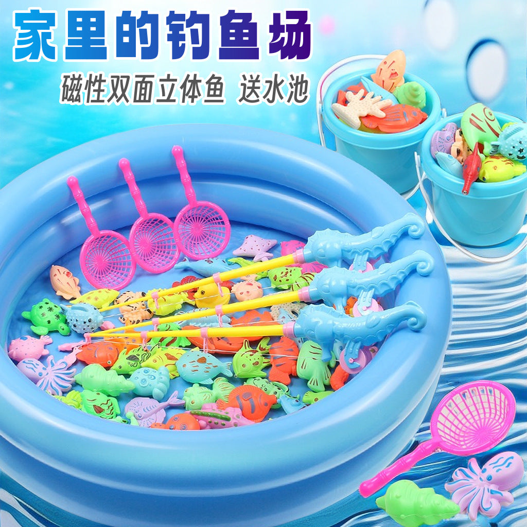 Inflatable Magnetic Fishing Pool Toy Set for Kids