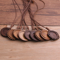 DIY Time Gem Jewelry Wooden Pendant Trays with Hollow Lace Pattern