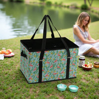 Foldable Non-Woven Storage Basket with Handles for Picnic and Travel