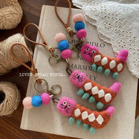 Handmade Nepali Wool Felt Cat Doll Bag Charm Keychain