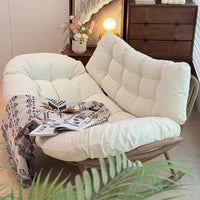 Double Rocking Chair with White Cushion for Indoor Outdoor Relaxation