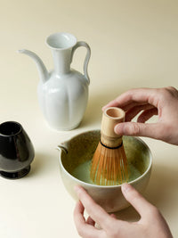 Handmade Ceramic Matcha Bowl and Whisk Set, Japanese Style Tea Ceremony Tools