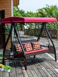 Outdoor Wicker Swing Chair for Patio Garden Balcony - Adult Iron Art Cradle Hammock