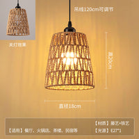 Handwoven Wabi-Sabi Rattan Lampshade for Restaurant Cafe Teahouse Decor
