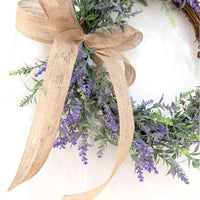 Artificial Lavender Wreath for Spring Door Decor, Indoor Outdoor Wedding Photography Prop, Wall Hanging Garland
