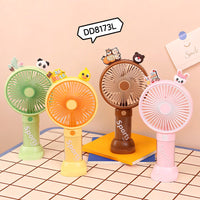 Portable USB Rechargeable Handheld Fan with Phone Stand and LED Light, 3-5 Speed Adjustable for Outdoor Students