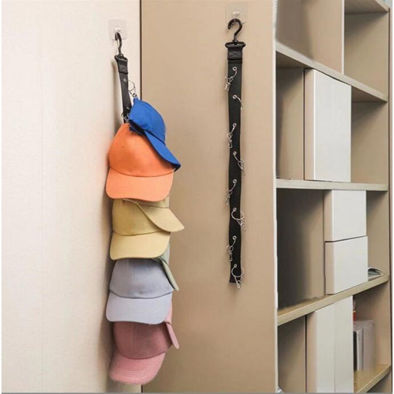 Wall-Mounted Hat Organizer Rack for Entryway and Wardrobe, No-Drill Adhesive Cap Holder