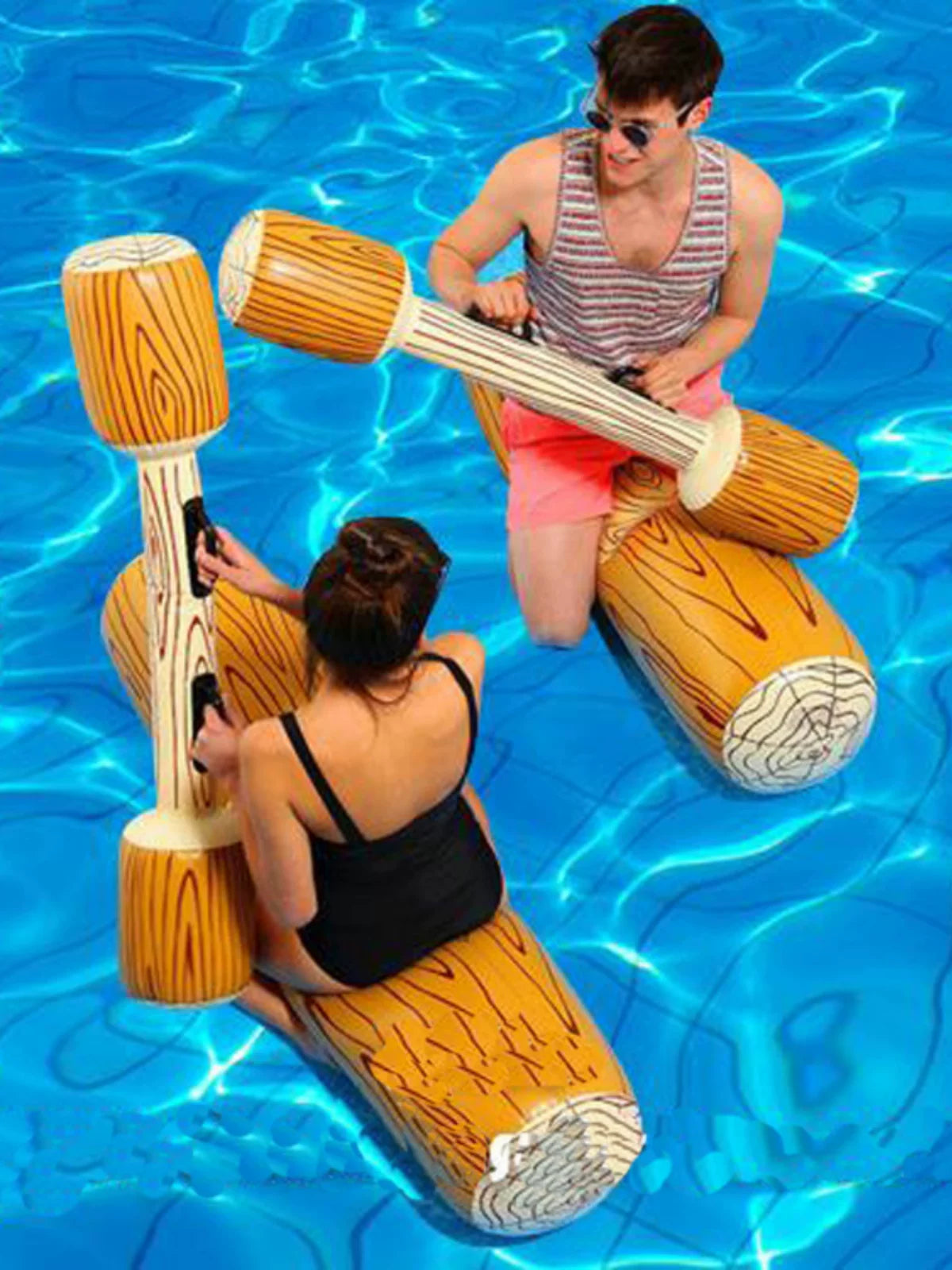 Inflatable Water Bumper Boats with Striking Sticks for Pool Games