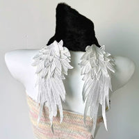 Handmade Angel Wing Embroidered Plush Lolita Scarf