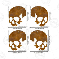Rusty Metal Skull Garden Decor Halloween Outdoor Yard Ornament with Hemp Rope