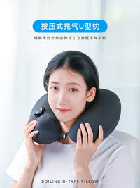 XTY Press-Type Inflatable U-Shaped Neck Pillow for Travel