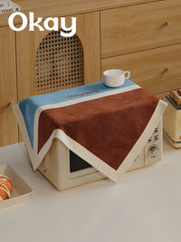 Microwave Oven Dust Cover with Color Block Patchwork Design, Multi-purpose Square Cloth for Air Fryer and Small Appliances