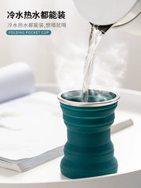 Collapsible Silicone Travel Cup, Portable and Heat-Resistant for Drinking and Rinsing