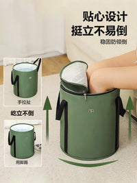 Portable Folding Foot Spa Bucket for Travel, Deep Leg Soaking Foot Bath Basin with Insulation