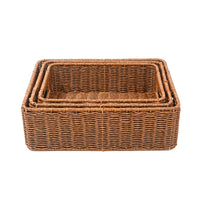 Handwoven Rattan Storage Basket with Iron Frame for Home and Office Organization