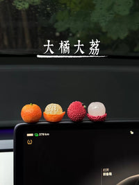 2026 New Year Lychee & Orange Car Dashboard Ornament Set for Office & Home Decor