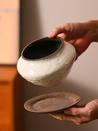 Jingdezhen Ceramic Orchid Pot with Tray - New Chinese Style Vintage White Planter for Phalaenopsis