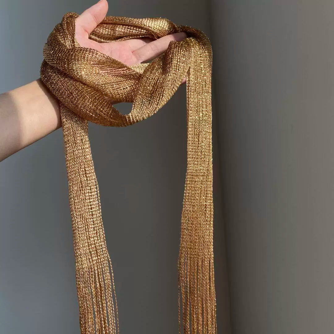 Starry Gold Tassel Scarf for Autumn/Winter - Elegant and Versatile Neckwear for Women