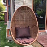 Indoor Outdoor Rattan Wicker Hanging Basket Chair Swing Hammock for Patio Balcony Garden