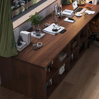 Solid Wood Corner Desk with Integrated Bookshelf for Home Office