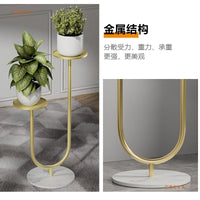 Luxury Metal Plant Stand with Rock Slab Shelves, Multi-Tier Indoor/Balcony Flower Pot Holder