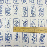 French Style Blue Floral Cotton Fabric for DIY Apparel & Crafts