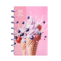 A5 Mushroom Hole Loose-Leaf Notebook with Decorative DIY Cover, Thickened Journal with Lined Pages, 80 Sheets