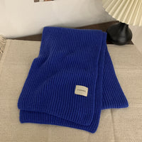 Solid Color Knitted Scarf for Women, Korean Style Round Neck Warm Woolen Neck Warmer