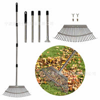 25-Tine Adjustable Stainless Steel Garden Rake for Leaves and Debris