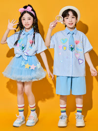 Kids' Cheerleader Performance Uniform Set for School Sports Events and Dance
