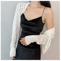 Women's Pineapple Knit Hollow Out Shawl Sun Protection Arm Sleeves Thin Breathable Neck Guard Vest